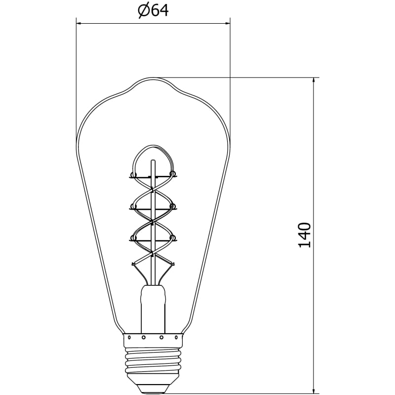 Mexen Vintis 6x LED-Filament-Spirallampe E27, ST64, 6W, warm - 2200K, 350 lm, Rauch - L162-E27-0622-70x06