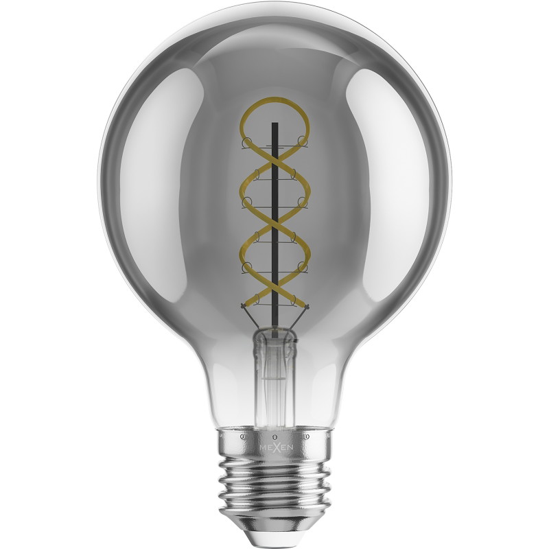 Mexen Vintis 6x LED-Filament-Spirale Glühbirne E27, G80, 4W, Warm - 2700K, 220 lm, Rauch - L165-E27-0427-70x06