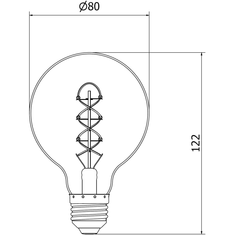 Mexen Vintis 10x LED-Filament-Spirallampe E27, G80, 6W, Warmweiß - 2700K, 630 lm, klar - L165-E27-0627-00x10