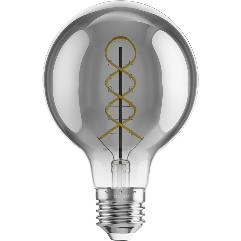 Mexen Vintis 6x LED-Filament-Glühbirne Spirale E27, G80, 8W, Warm - 2200K, 450 lm, Rauch - L165-E27-0822-70x06