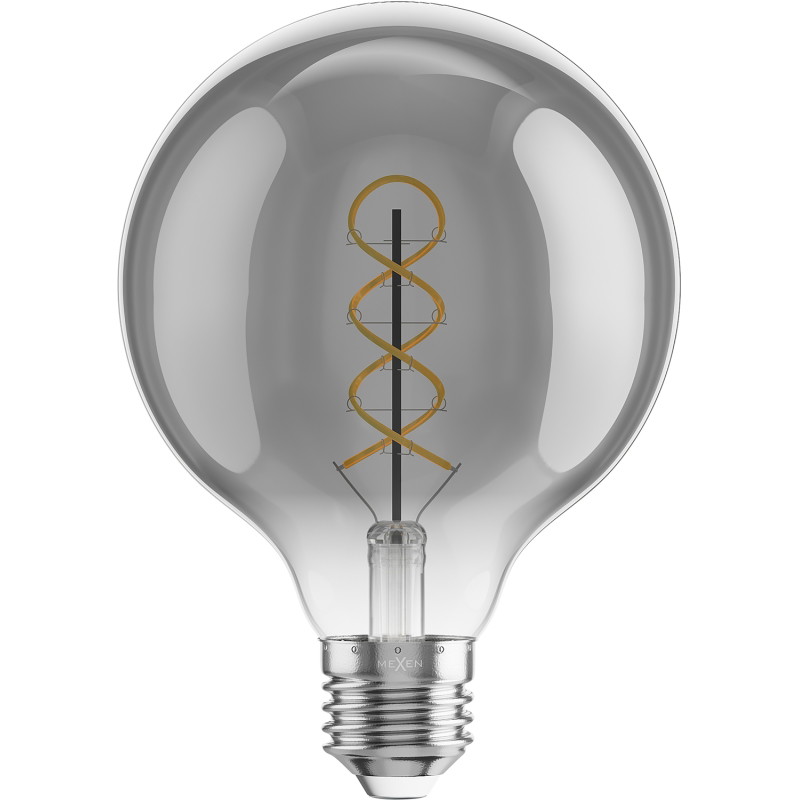 Mexen Vintis 6x LED-Filament-Glühbirne Spirale E27, G95, 4W, Warm - 2200K, 220 lm, Smoke - L167-E27-0422-70x06