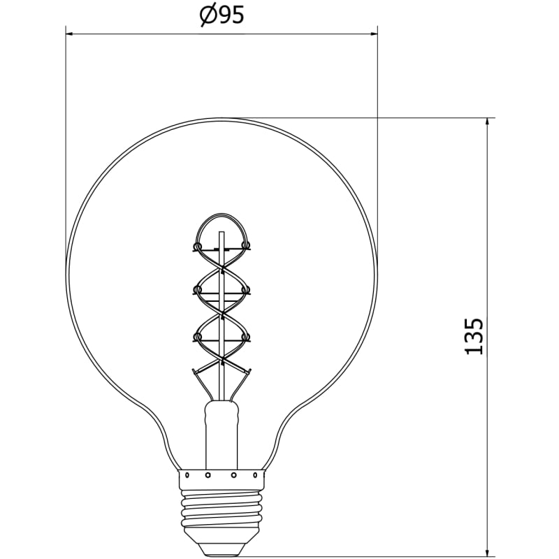 Mexen Vintis 6x Filament-LED-Birne Spirale E27, G95, 6W, Warm - 2700K, 530 lm, bernstein - L167-E27-0627-50x06