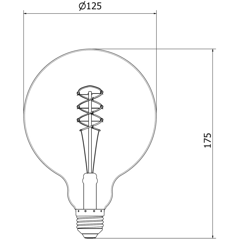 Mexen Vintis 10x Filament-LED-Birne Spirale E27, G125, 8W, Warm - 2200K, 450 lm, smoke - L168-E27-0822-70x10