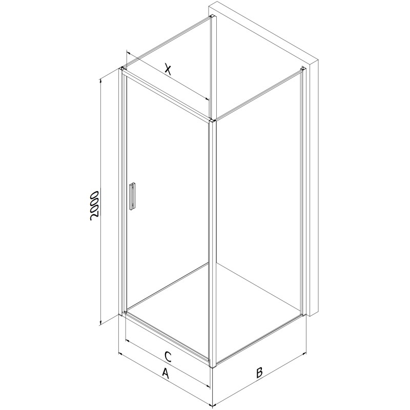 Mexen Exo-3S 3-seitige Duschkabine, schwenkbar 85 x 120 cm, transparent, Chrom - 817-085-120-01-00-3S
