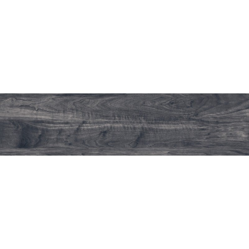 Mexen Riga Schwarzes glasiertes Feinsteinzeug rektifiziert G1, holzähnliche Boden- und Wandfliese 120 x 30 cm, matt