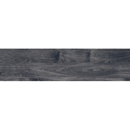 Mexen Riga Schwarzes glasiertes Feinsteinzeug rektifiziert G1, holzähnliche Boden- und Wandfliese 120 x 30 cm, matt