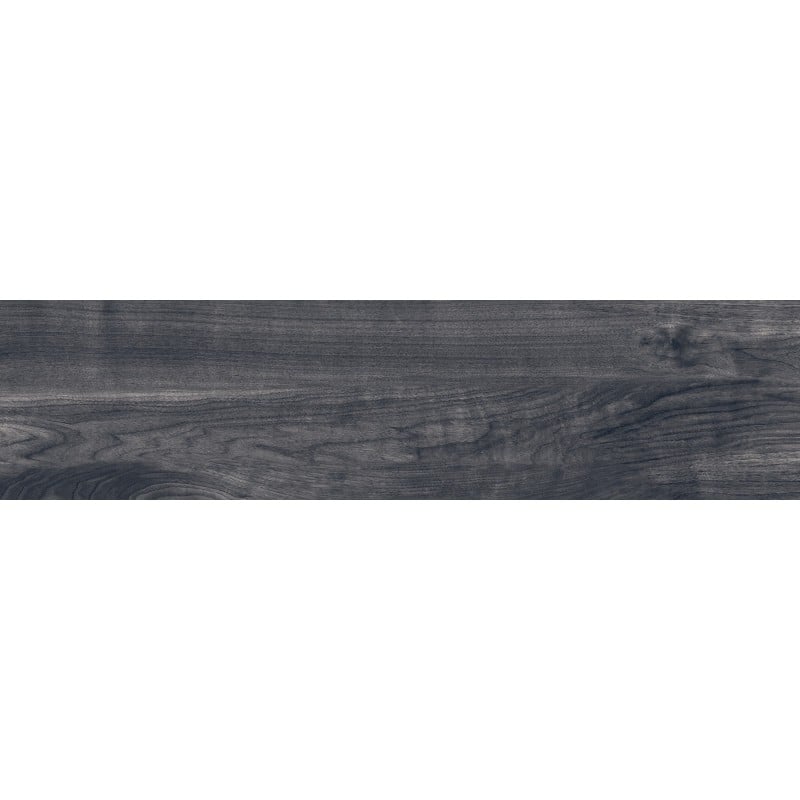 Mexen Riga Schwarzes glasiertes Feinsteinzeug rektifiziert G1, holzähnliche Boden- und Wandfliese 120 x 30 cm, matt