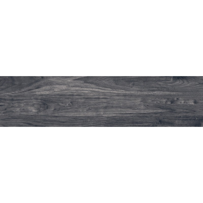 Mexen Riga Schwarzes glasiertes Feinsteinzeug rektifiziert G1, holzähnliche Boden- und Wandfliese 120 x 30 cm, matt