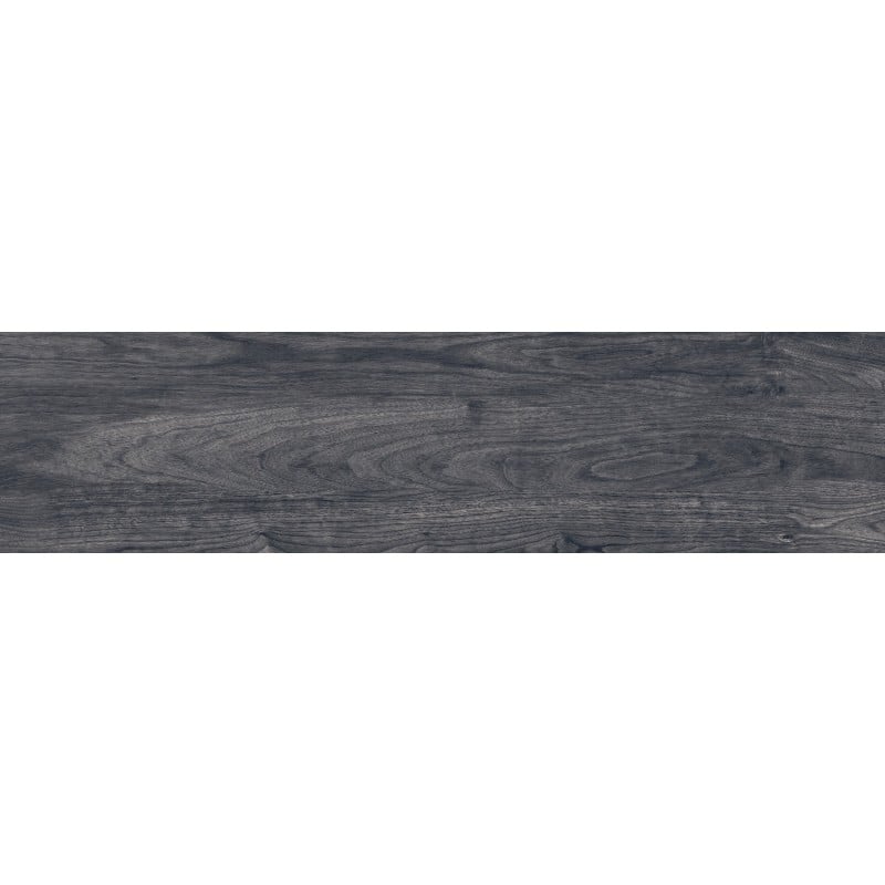 Mexen Riga Schwarzes glasiertes Feinsteinzeug rektifiziert G1, holzähnliche Boden- und Wandfliese 120 x 30 cm, matt