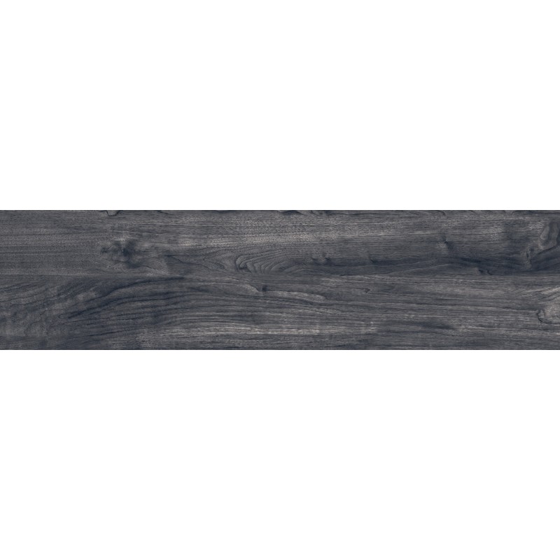Mexen Riga Schwarzes glasiertes Feinsteinzeug rektifiziert G1, holzähnliche Boden- und Wandfliese 120 x 30 cm, matt