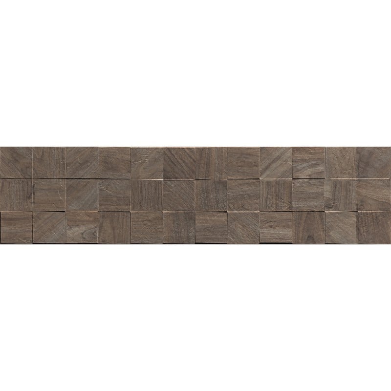 Mexen Riga Lyon Choco glasiertes Feinsteinzeug rekt. G1, holzähnliche Wandfliese 120 x 30 cm, matt - TL713-120-030-52