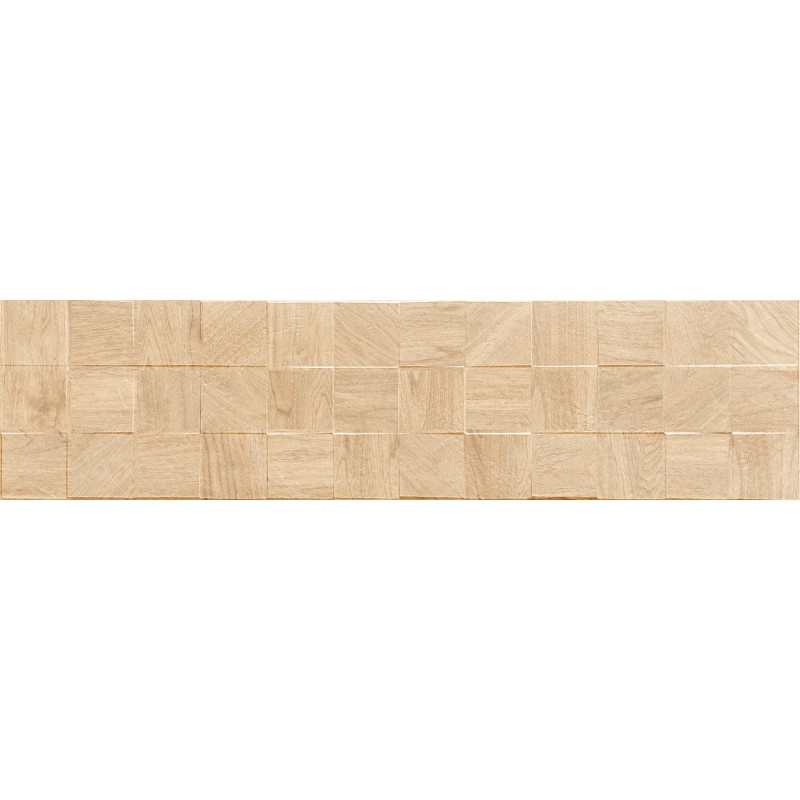 Mexen Riga Lyon Crema glasiertes Feinsteinzeug rekt. G1, wandähnliche Holzplatte 120 x 30 cm, matt - TL713-120-030-53