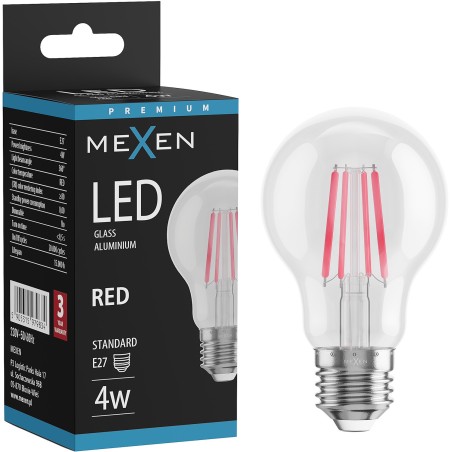 Mexen Vintis LED-Filamentlampe E27, A60, 4W, 55 lm, rot - L150-E27-04XX-45