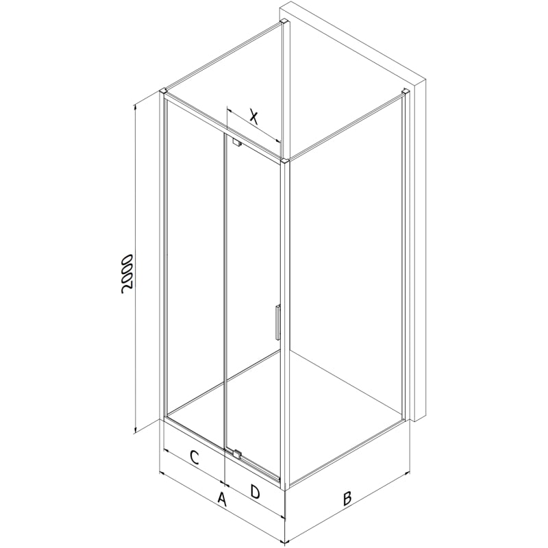 Mexen Exo-3S Duschkabine 3-seitig schwenkbar 120 x 110 cm, transparent, Chrom - 819-120-110-01-00-3S