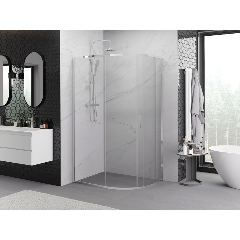 Mexen Exo asymmetrische, halbrunde Duschkabine 120 x 80 cm, transparent, Chrom - 8131-120-080-01-00