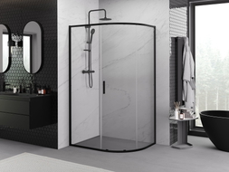 Mexen Exo Asymmetrische Halbkreis-Duschkabine verschiebbar 120 x 80 cm, transparent, schwarz - 8131-120-080-70-00