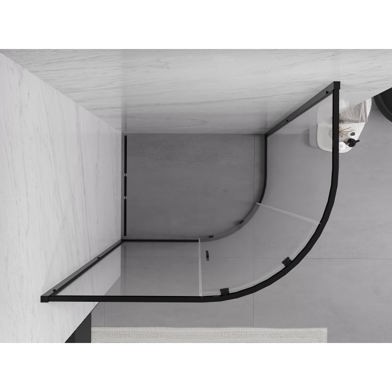 Mexen Exo Asymmetrische Halbkreis-Duschkabine verschiebbar 120 x 80 cm, transparent, schwarz - 8131-120-080-70-00