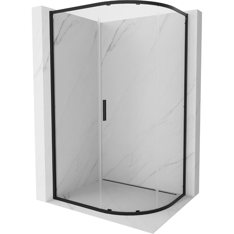 Mexen Exo Asymmetrische Halbkreis-Duschkabine verschiebbar 120 x 80 cm, transparent, schwarz - 8131-120-080-70-00