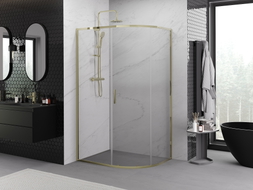 Mexen Exo asymmetrische, halbrunde Duschkabine, 120 x 80 cm, transparent, gold - 8131-120-080-50-00