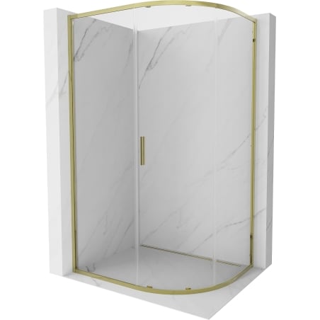 Mexen Exo asymmetrische, halbrunde Duschkabine, 120 x 80 cm, transparent, gold - 8131-120-080-50-00