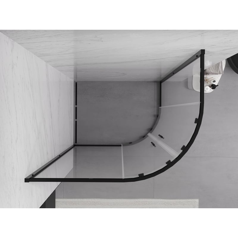 Mexen Exo asymmetrische, halbrunde Schiebeduschkabine 120 x 80 cm, transparent, schwarz - 8132-120-080-70-00