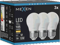 Mexen Nova 3x LED-Glühbirne E27, G45, 1W, Warm - 3000K, 105 lm - L101-E27-0130-01x03