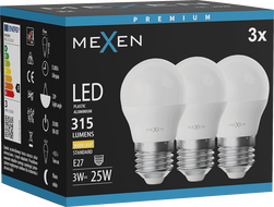 Mexen Nova 3x LED-Glühbirne E27, G45, 3W, Warm - 3000K, 315 lm - L101-E27-0330-01x03