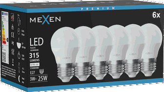 Mexen Nova 6x LED-Lampe E27, G45, 3W, Neutral - 4000K, 315 lm - L101-E27-0340-01x06