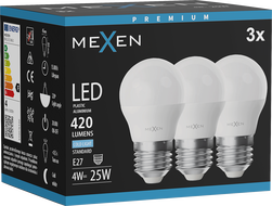 Mexen Nova 3x LED-Birne E27, G45, 4W, Kalt - 6500K, 420 lm - L101-E27-0465-01x03