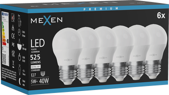 Mexen Nova 6x LED Glühbirne E27, G45, 5W, Neutral - 4000K, 525 lm - L101-E27-0540-01x06