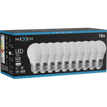 Mexen Nova 10x LED-Glühbirne E27, G45, 5W, Neutral - 4000K, 525 lm - L101-E27-0540-01x10