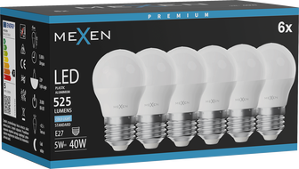 Mexen Nova 6x LED-Glühbirne E27, G45, 5W, Kalt - 6500K, 525 lm - L101-E27-0565-01x06
