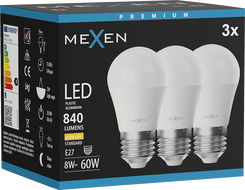 Mexen Nova 3x LED-Glühbirne E27, G45, 8W, Warm - 3000K, 840 lm - L101-E27-0830-01x03