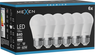 Mexen Nova 6x LED-Glühbirne E27, G45, 8W, Neutral - 4000K, 840 lm - L101-E27-0840-01x06