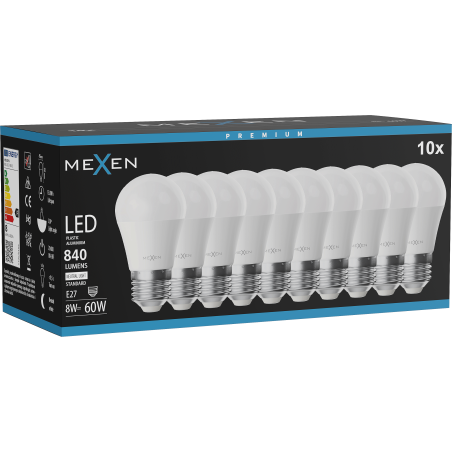 Mexen Nova 10x LED-Glühbirne E27, G45, 8W, Neutral - 4000K, 840 lm - L101-E27-0840-01x10
