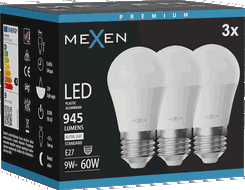 Mexen Nova 3x LED-Glühbirne E27, G45, 9W, Neutral - 4000K, 945 lm - L101-E27-0940-01x03