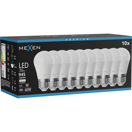 Mexen Nova 10x LED-Glühbirne E27, G45, 9W, Neutral - 4000K, 945 lm - L101-E27-0940-01x10