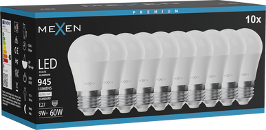 Mexen Nova 10x LED-Glühbirne E27, G45, 9W, Neutral - 4000K, 945 lm - L101-E27-0940-01x10