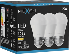 Mexen Nova 3x LED-Glühbirne E27, G45, 10W, Warm - 3000K, 1055 lm - L101-E27-1030-01x03