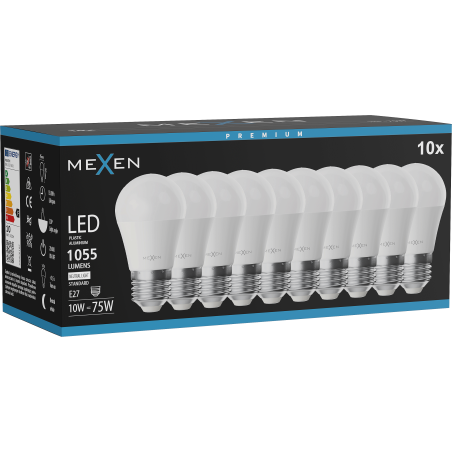 Mexen Nova 10x LED-Glühbirne E27, G45, 10W, Neutral - 4000K, 1055 lm - L101-E27-1040-01x10