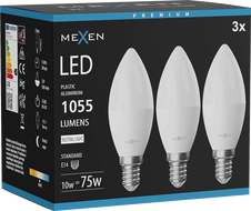 Mexen Nova 3x LED-Glühbirne E14, C37, 10W, Neutral - 4000K, 1055 lm - L102-E14-1040-01x03