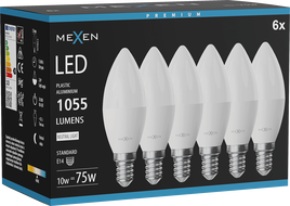 Mexen Nova 6x LED-Glühbirne E14, C37, 10W, Neutral - 4000K, 1055 lm - L102-E14-1040-01x06