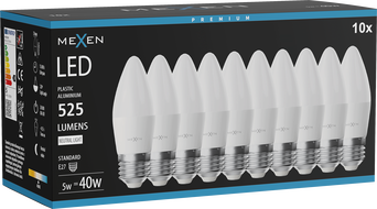 Mexen Nova 10x LED-Glühbirne E27, C37, 5W, Neutral - 4000K, 525 lm - L102-E27-0540-01x10