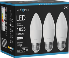 Mexen Nova 3x LED-Glühbirne E27, C37, 10W, Neutral - 4000K, 1055 lm - L102-E27-1040-01x03