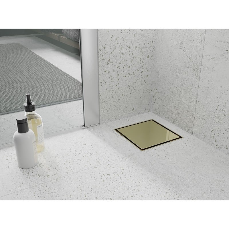 Mexen Flat-Q M13 Bodenablauf quadratisch 12 x 12 cm, gold - 1510012