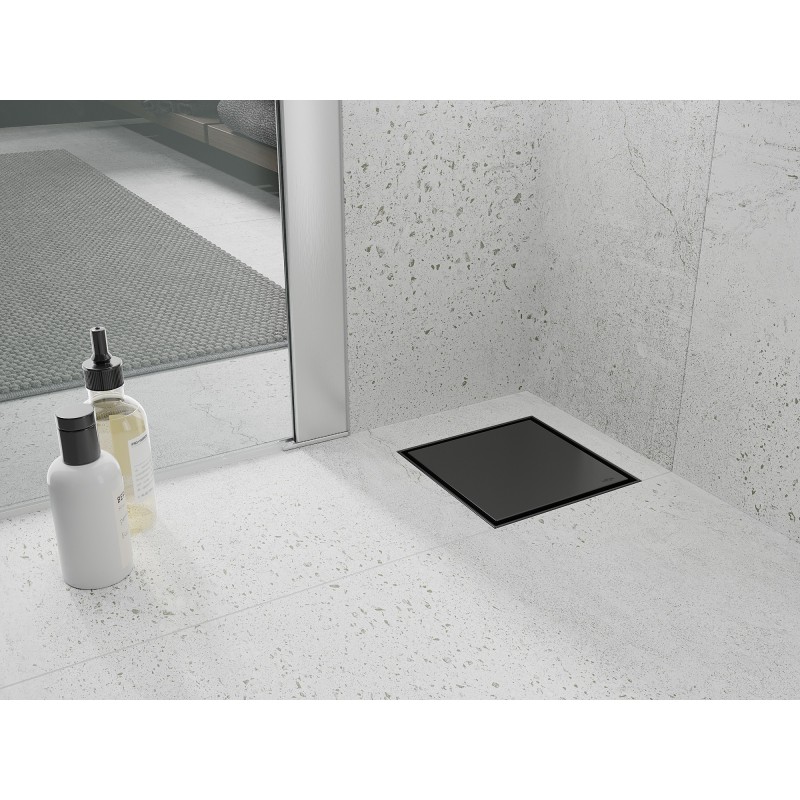 Mexen Flat-Q M13 quadratischer Bodenablauf 12 x 12 cm, schwarz - 1710012