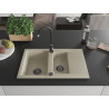 Mexen Gaspar Granitspüle 1,5-beckig mit Abtropffläche 737 x 475 mm, beige, schwarzer Siphon - 6507731505-69-B