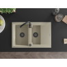 Mexen Gaspar Granitspüle 1,5-Becken mit Abtropffläche 737 x 475 mm, beige, schwarzer Siphon - 6507731505-69-B