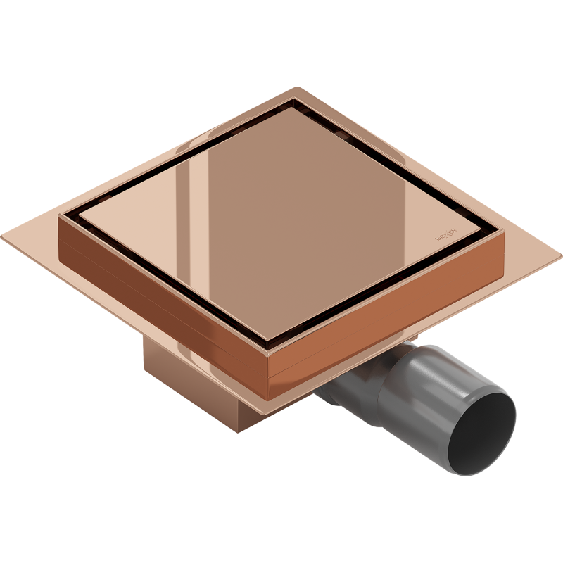 Mexen Flat-Q M13 quadratischer Bodenablauf 12 x 12 cm, Roségold - 1610012