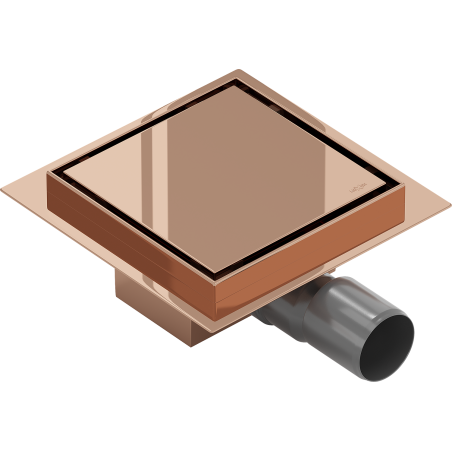 Mexen Flat-Q M13 quadratischer Bodenablauf 12 x 12 cm, Roségold - 1610012